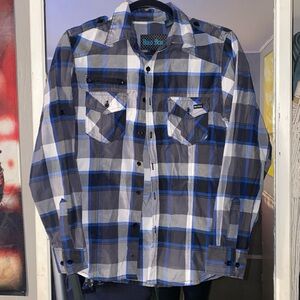Bold Blue Collard Shirt Youth Size Large Color Blue/ Grey. Never worn